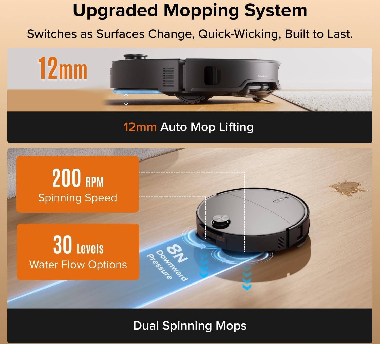 Roborock Qrevo Edge 2 Robot Vacuum & Mop, 25,000Pa HyperForce Suction, Dual Anti-Tangle System, FlexiArm Edge Cleaning, Reactive AI Obstacle Recognition, Multifunction Self-Cleaning Dock - Image 8