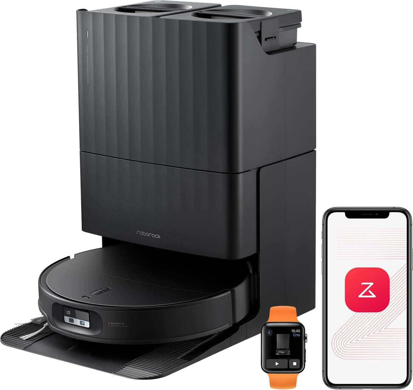 Roborock Qrevo Edge 2 Robot Vacuum & Mop, 25,000Pa HyperForce Suction, Dual Anti-Tangle System, FlexiArm Edge Cleaning, Reactive AI Obstacle Recognition, Multifunction Self-Cleaning Dock