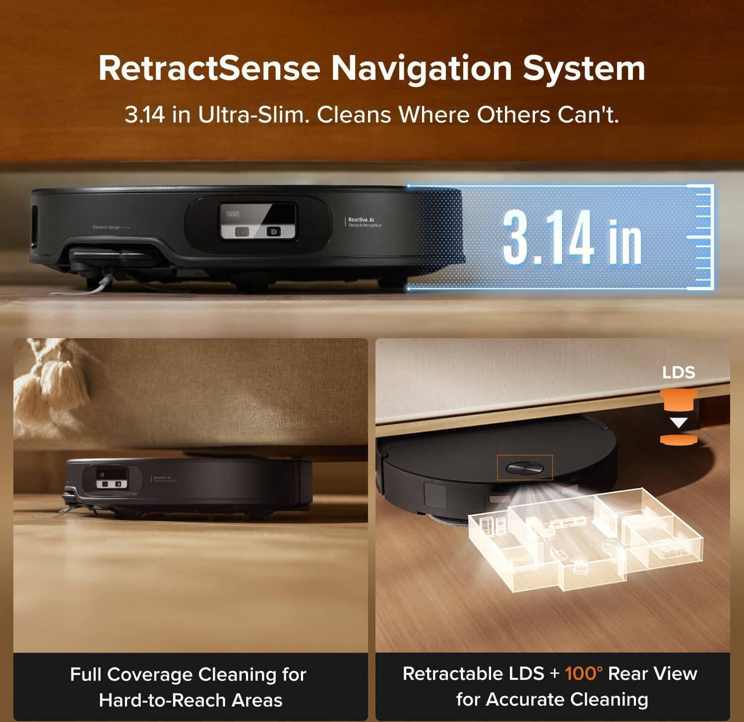 Roborock Qrevo Edge 2 Robot Vacuum & Mop, 25,000Pa HyperForce Suction, Dual Anti-Tangle System, FlexiArm Edge Cleaning, Reactive AI Obstacle Recognition, Multifunction Self-Cleaning Dock - Image 6